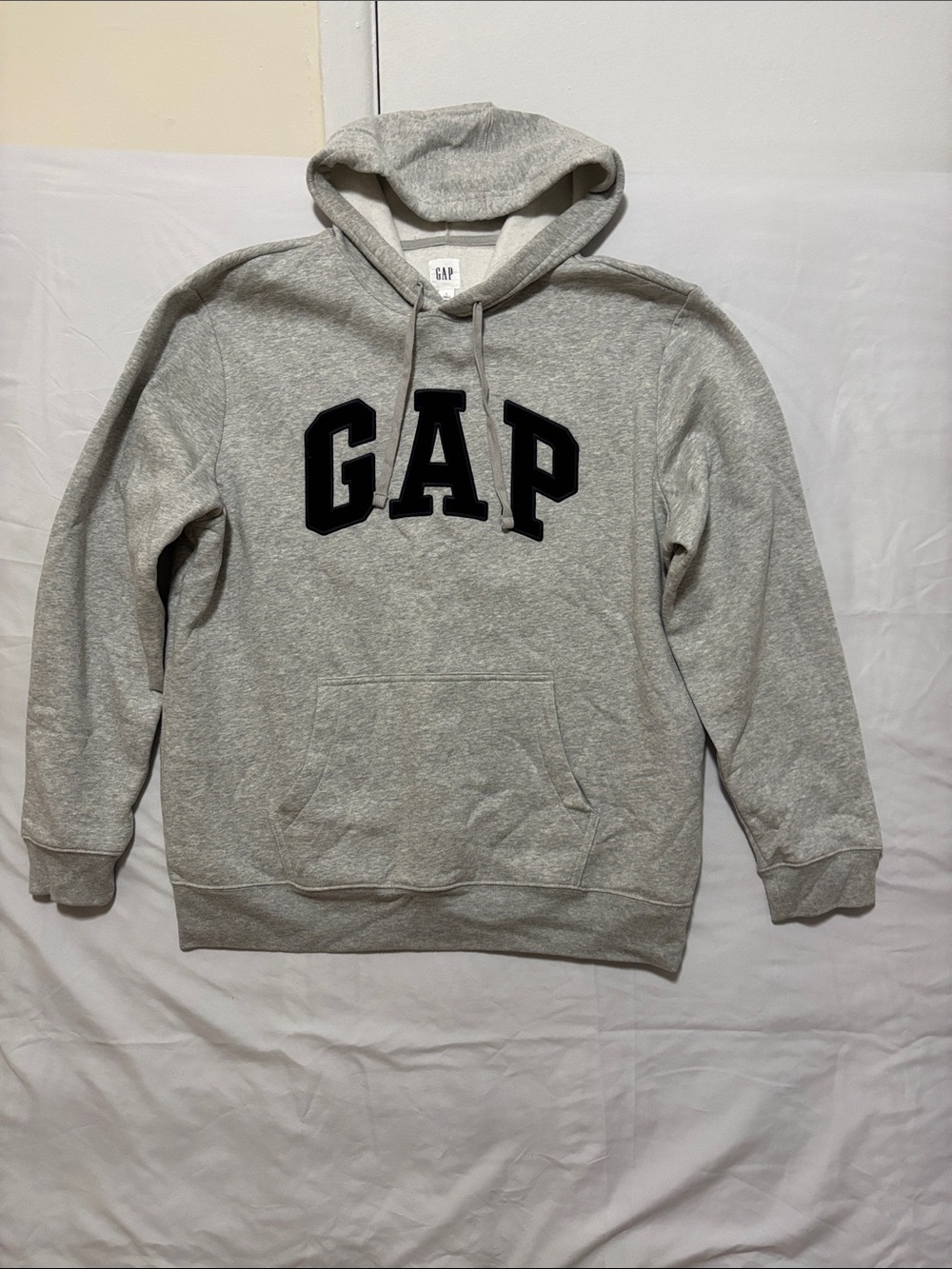 GAP Light Gray Crewneck Hoodie with Black Logo